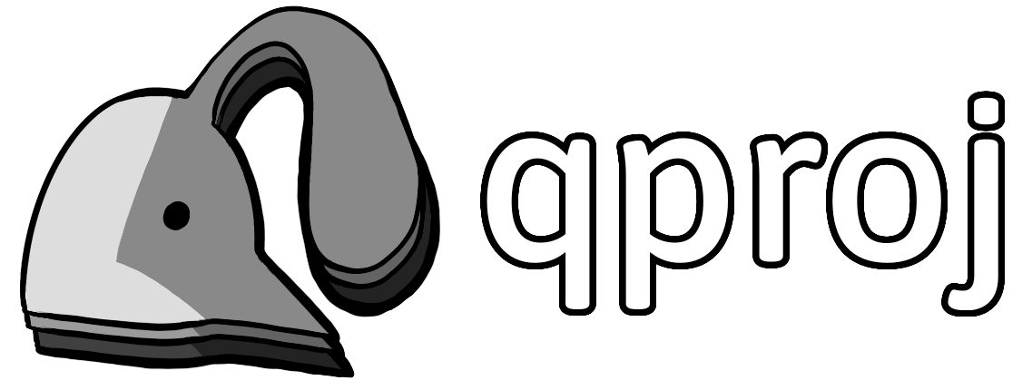 Illustration of a quail next to text, 'qproj'